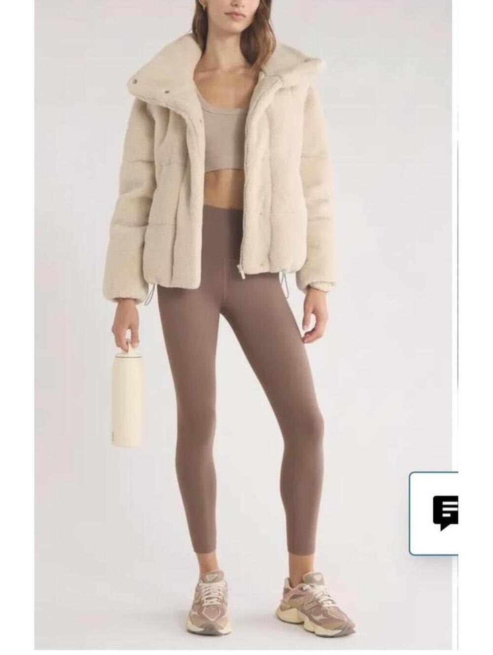 NWT Zella Faux Shearling Puffer Jacket in the color Beige Seashore XL